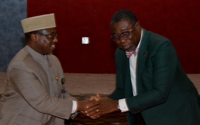 President of the Nigerian Society of Engineers (NSE), Engr. Adekunle Mokuolu (right), welcoming