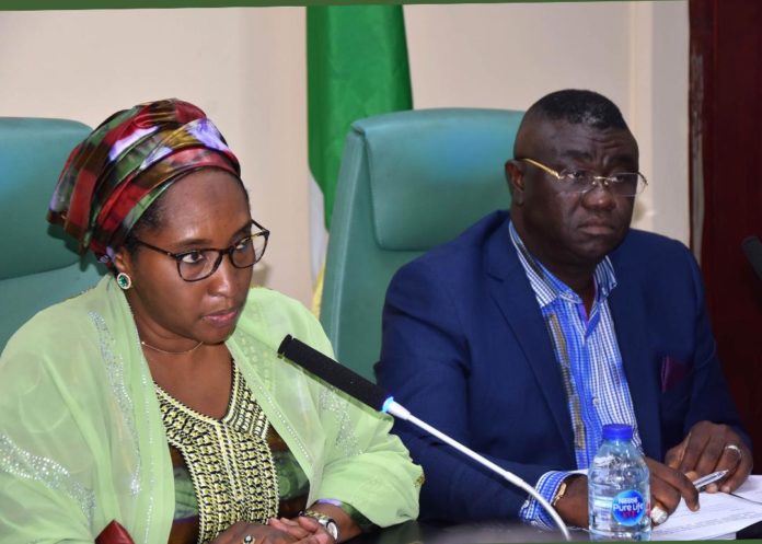 Mr Clem Agba(r) Minister of state Finance, budget and Nayional Planning with the Finance Minister Zainab Ahmed at the meeting with Donor agencies