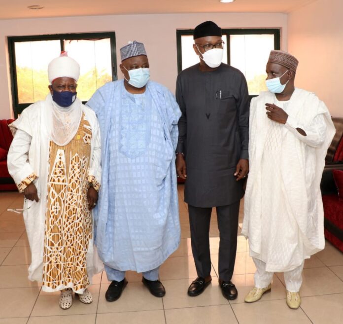 Kanwan katsina Alh Usman Bello Kankara, Katsina Deputy Governor, Alh Mannir yakubuand the MD NEPZA Prof Adesoji Adesugba and Alhaji Jikamshie