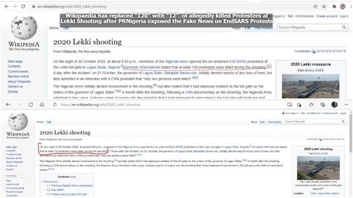 Fake News on Wikipedia on Lekki Shooting