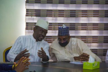 Yushau Shuaib of IMPR with DG NITDA Mallam Kashifu Inuwa at PRNigeria Centre Kano