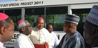 Bishops of the Bishop Conference of Nigeria with then Governor Kashim Shettima of Borno State