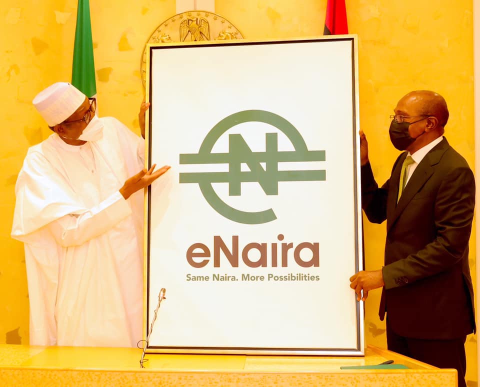 Buhari and Emefiele with at eNaira launch