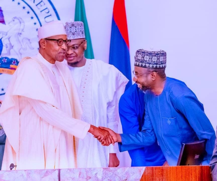 President Muhammadu Buhari, Isa Ali Pantami And Inuwa Kashifu
