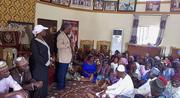 Participants at the e-Naira sensitisation workshop (R) at the Etsu of Bwari Palace listening with rapt attention to the organisers (L) led by the CEO of GOGETIT Investment Ltd, Mr Kenneth Hembe.