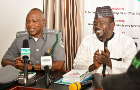 The Acting Comptroller-General of the Nigeria Customs Service (NCS), Mr Bashir Adewale Adeniyi and The Publisher of IMPR, Alhaji Yushau Shuaib