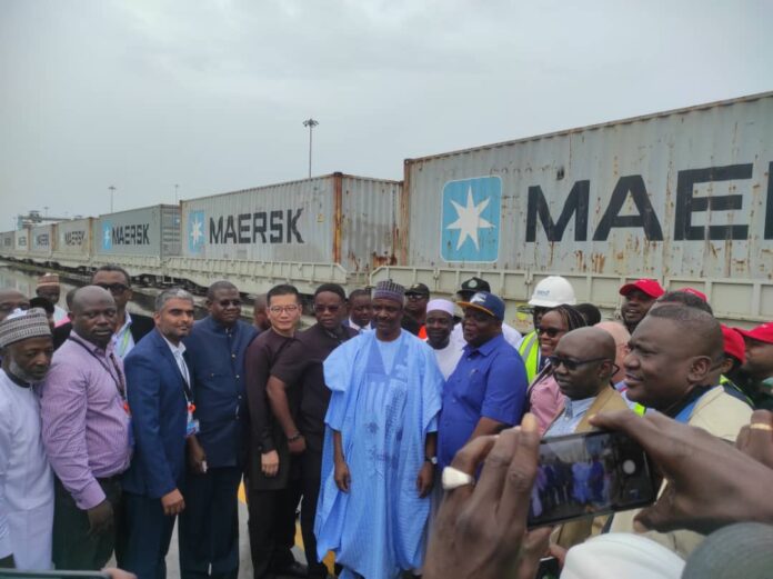 The Minister of Transportation, Senator Saidu Alkali with NRC team at the inauguration.