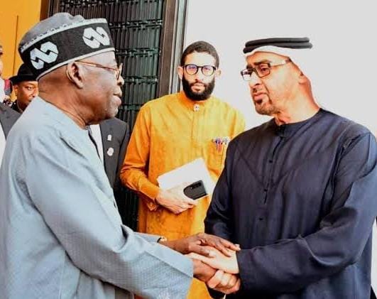 President Bola Tinubu and The President of UAE, Mohammed bin Zayed Al Nahyan