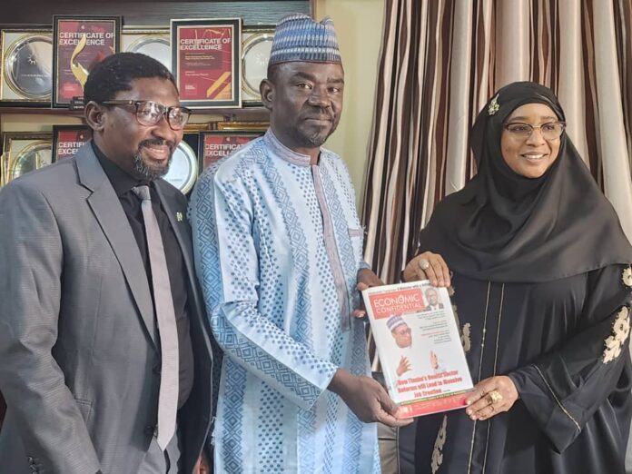 Mohammed Kandi, Head of External Communication and Media Relations at Jaiz Bank PLC, Alhaji Yushau Shuaib (IMPR CEO) And Halima Ya'u Ishaq, Head of Corporate Communication at Jaiz Bank PLC