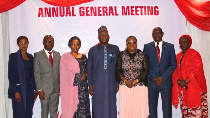 Caption: L-R: Company Secretary, SUNU Assurances Nigeria Plc, Mrs. Taiwo Kuku; Executive Director, Sunu Assurances Nigeria Plc, Mr. Elie Ogounigni; Independent Non- Executive Director, Hajia Taizir Ajala; Chairman, Sunu Assurances Nigeria Plc, Mr. Kyari Abba Bukar; Independent Non-Executive Director, Sunu Assurances Nigeria Plc, Mrs. Olajumoke Bakare; Managing Director/Ceo, Sunu Assurances Nigeria Plc, Mr. Samuel Oghenebrume Ogbodu; Independent Non – Executive Director, Sunu Assurances Nigeria Plc, Hajia Aisha Abubakar, during the Annual General Meeting held on Thursday, 15th August, 2024 at BWC Hotel, Ahmadu Bello Way, Victoria Island, Lagos. Hide trimmed content