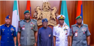 President Bola Ahmed Tinubu with Security Chiefs