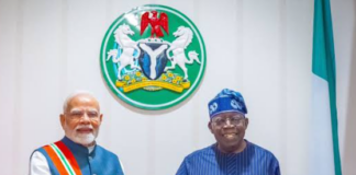 Nigerian President Bola Ahmed Tinubu and Indian Prime Minister Narendra Modi