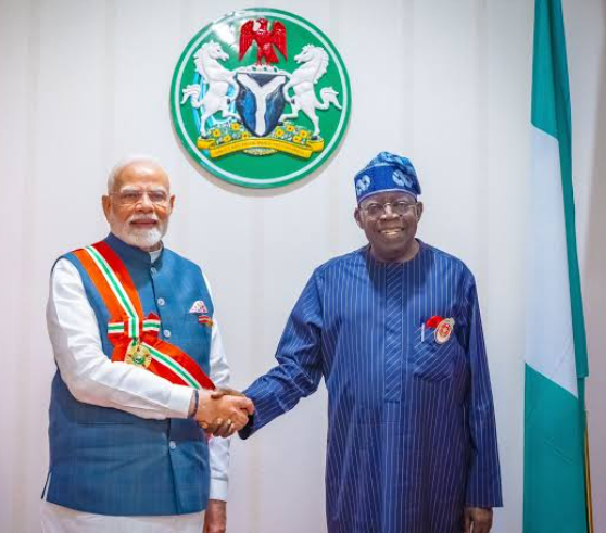 Nigerian President Bola Ahmed Tinubu and Indian Prime Minister Narendra Modi