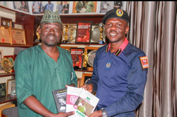 Alhaji Yushau Shuaib and The Commander of the Mining Marshals, ACC John Attah Onoja during a courtesy visit