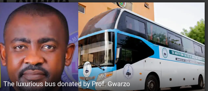 The luxurious bus donated by Prof. Gwarzo The luxurious bus donated by Prof. Gwarzo